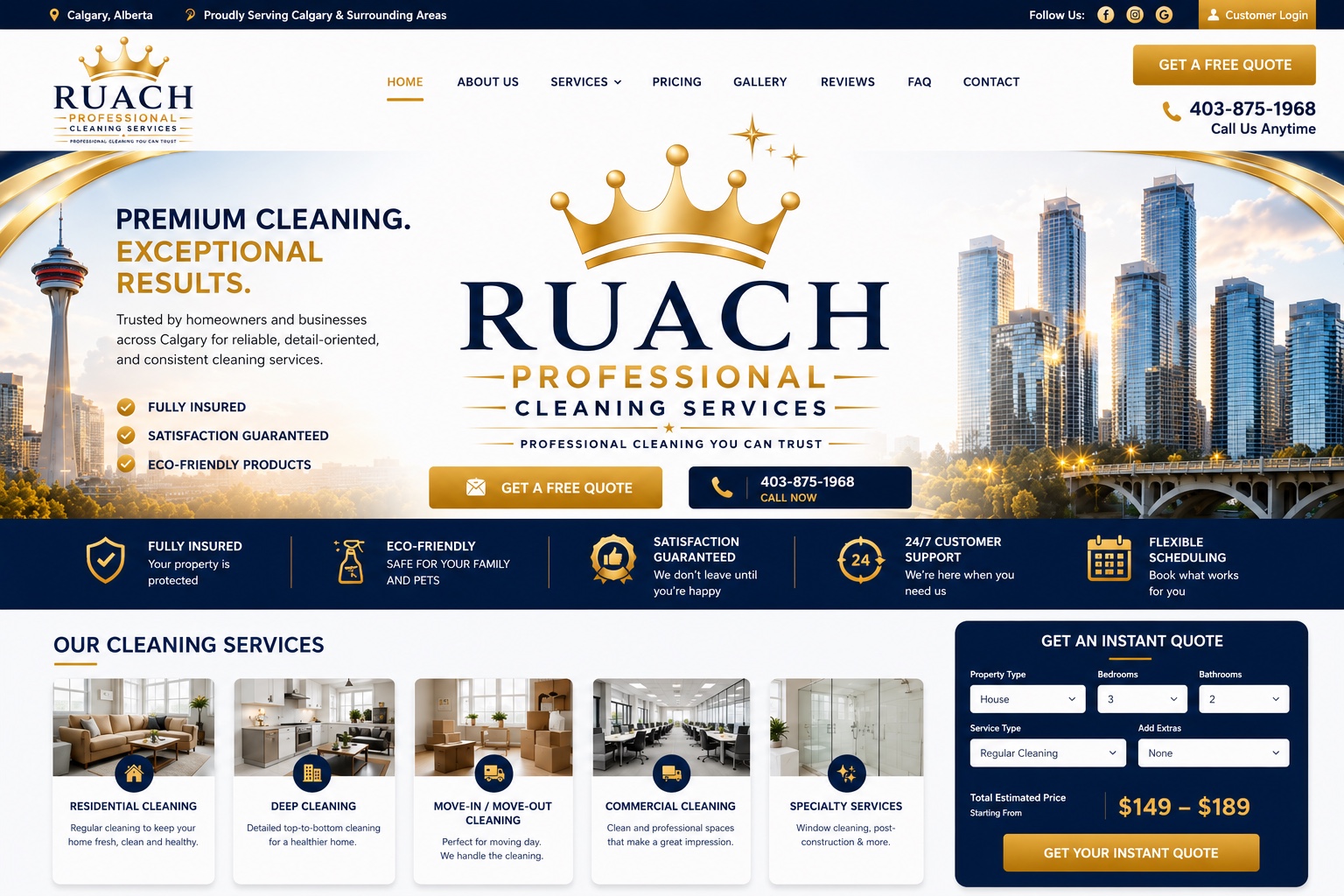 Ruach Professional Cleaning Services premium Calgary homepage design